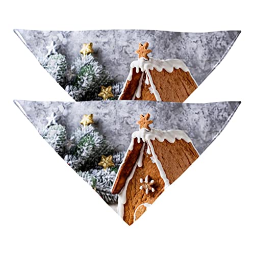 Haustierbandana für kleine mittelgroße Hunde und Katzen,Plätzchen Weihnachten Vogelhaus,Hunde-Bandanas,2er-Pack,Katzen-Lätzchen,Haustierschal von suojapuku