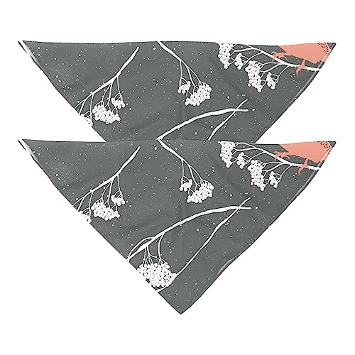 Haustierbandana für kleine mittelgroße Hunde und Katzen,Roter Vogel des Winterzweigs,Hunde-Bandanas,2er-Pack,Katzen-Lätzchen,Haustierschal von suojapuku