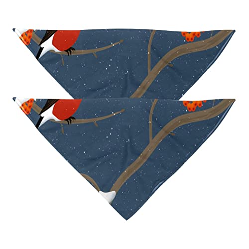 Haustierbandana für kleine mittelgroße Hunde und Katzen,Schnee, Äste, rote Vögel,Hunde-Bandanas,2er-Pack,Katzen-Lätzchen,Haustierschal von suojapuku