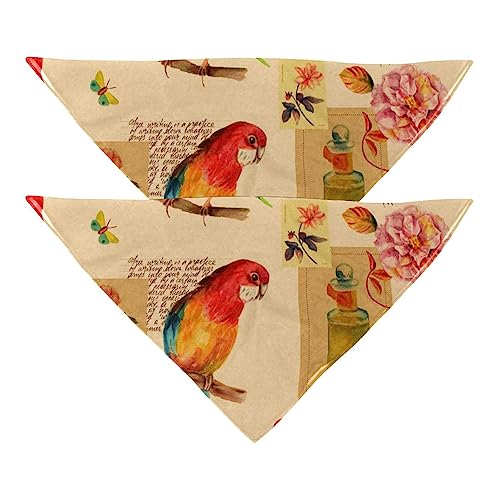 Haustierbandana für kleine mittelgroße Hunde und Katzen,Vintage Blume Rose Vogel Schmetterling,Hunde-Bandanas,2er-Pack,Katzen-Lätzchen,Haustierschal Haustierbandana für kleine mittelgroße Hunde und Katzen,Vintage Blume Rose Vogel Schmetterling,Hunde-Bandanas,2er-Pack,Katzen-Lätzchen,Haustierschal von suojapuku