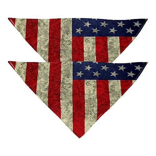 Haustierbandana für kleine mittelgroße Hunde und Katzen,Vintage Unabhängigkeit USA-Flagge,Hunde-Bandanas,2er-Pack,Katzen-Lätzchen,Haustierschal von suojapuku