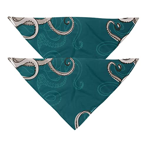 Haustierbandana für kleine mittelgroße Hunde und Katzen,Vintager Oktopus-Monster-Teufelsfisch,Hunde-Bandanas,2er-Pack,Katzen-Lätzchen,Haustierschal von suojapuku