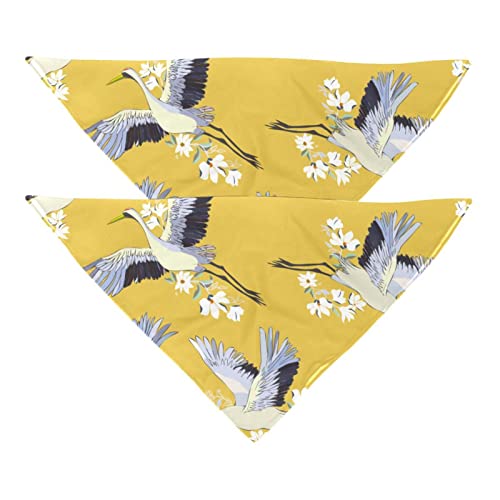 Haustierbandana für kleine mittelgroße Hunde und Katzen,Vogel- und Blumenkranich,Hunde-Bandanas,2er-Pack,Katzen-Lätzchen,Haustierschal von suojapuku