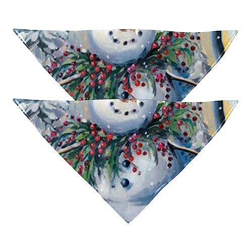 Haustierbandana für kleine mittelgroße Hunde und Katzen,Wald glücklicher Schneemann roter Vogel,Hunde-Bandanas,2er-Pack,Katzen-Lätzchen,Haustierschal von suojapuku