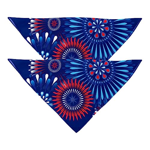 Haustierbandana für kleine mittelgroße Hunde und Katzen,florales abstraktes Feuerwerk bunt,Hunde-Bandanas,2er-Pack,Katzen-Lätzchen,Haustierschal von suojapuku