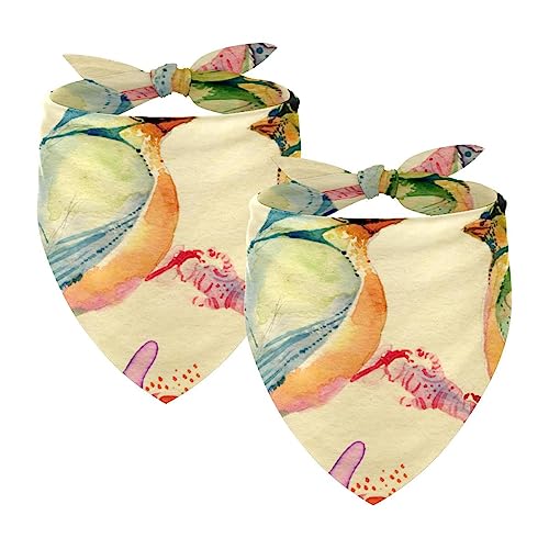 Hundebandanas,Dreieckslätzchen 2 Stück,Aquarell Zwei Vögel,Bandana für große Hunde und Katzen von suojapuku