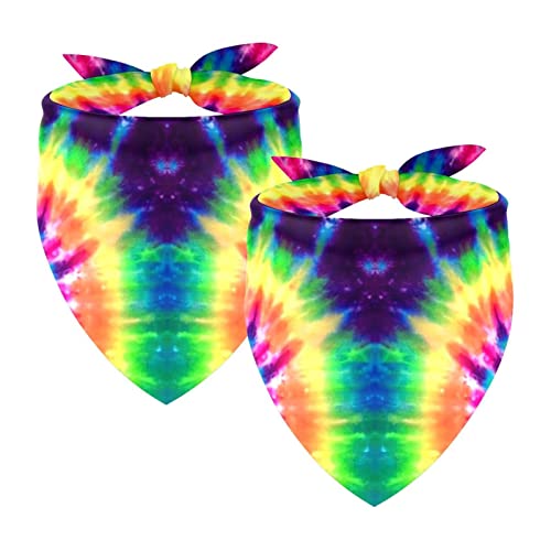 Hundebandanas,Dreieckslätzchen 2 Stück,Batik-Regenbogenwirbel,Bandana für große Hunde und Katzen Hundebandanas,Dreieckslätzchen 2 Stück,Batik-Regenbogenwirbel,Bandana für große Hunde und Katzen von suojapuku