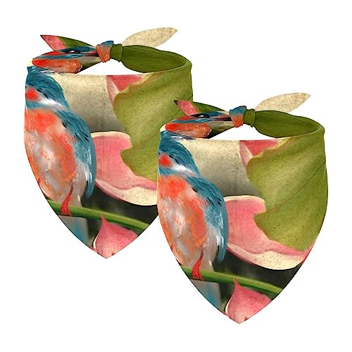 Hundebandanas,Dreieckslätzchen 2 Stück,Blumenlotus und Vogel,Bandana für große Hunde und Katzen Hundebandanas,Dreieckslätzchen 2 Stück,Blumenlotus und Vogel,Bandana für große Hunde und Katzen von suojapuku