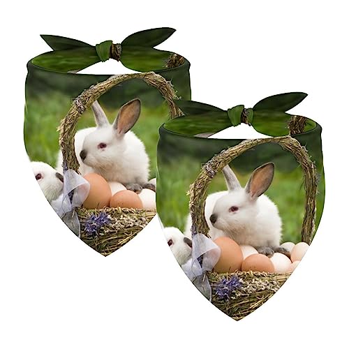 Hundebandanas,Dreieckslätzchen 2 Stück,Ostern-Kaninchen-Korb-Eier,Bandana für große Hunde und Katzen Hundebandanas,Dreieckslätzchen 2 Stück,Ostern-Kaninchen-Korb-Eier,Bandana für große Hunde und Katzen von suojapuku