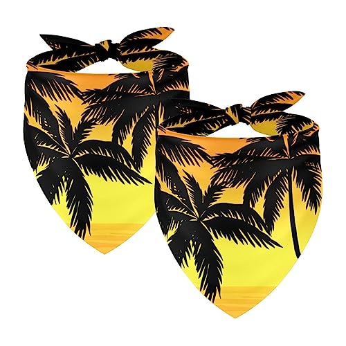 Hundebandanas,Dreieckslätzchen 2 Stück,Palmenmeer-Sonnenuntergang,Bandana für große Hunde und Katzen Hundebandanas,Dreieckslätzchen 2 Stück,Palmenmeer-Sonnenuntergang,Bandana für große Hunde und Katzen von suojapuku