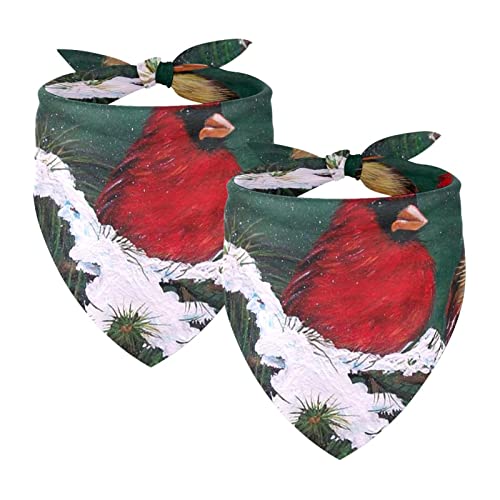 Hundebandanas,Dreieckslätzchen 2 Stück,Rote Vogel-Schneemalerei,Bandana für große Hunde und Katzen Hundebandanas,Dreieckslätzchen 2 Stück,Rote Vogel-Schneemalerei,Bandana für große Hunde und Katzen von suojapuku