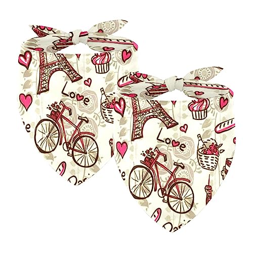 Hundebandanas,Dreieckslätzchen 2 Stück,Vintager Pariser Eiffelturm,Bandana für große Hunde und Katzen von suojapuku