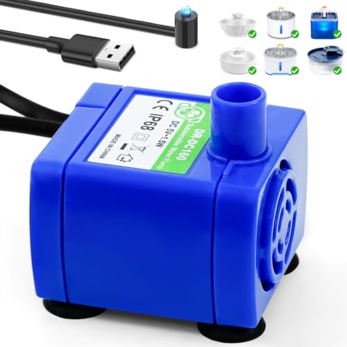 Tauchwasserpumpe mit LED für Haustier-Trinkbrunnen - Ersatzpumpe für automatischen Katzenwasserspender, kompatibel mit Keramik- oder Edelstahlbrunnen - IP68 bewertet Tauchwasserpumpe mit LED für Haustier-Trinkbrunnen - Ersatzpumpe für automatischen Katzenwasserspender, kompatibel mit Keramik- oder Edelstahlbrunnen - IP68 bewertet von supersuki