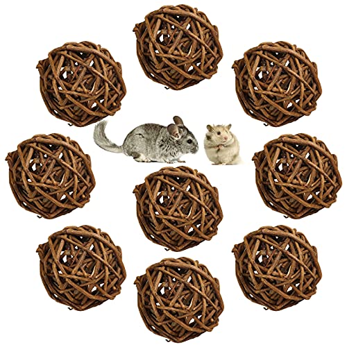 9 Stück Natur Weidenball Spielzeug für Kleintiere, Kaninchen Spielzeug Meerschweinchen Kaubälle Vogel Spielzeug Lustiger Nager Zubehör für Kaninchen Meerschweinchen Chinchillas Hamster Papagei (6cm) von suruikei