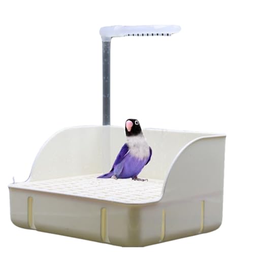 susiodeu Automatische Vogelbaddusche – Elektrische Umwälzbadewanne für Vögel mit Wasserpumpe, tragbar und faltbar – sicher für Papageien, Nymphensittiche, Wellensittiche, kleine Haustiere (Elfenbein) von susiodeu