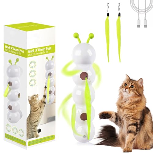 susiodeu Interaktives Wurm Katzenspielzeug,Spielzeug mit Bewegungssensor Automatischer Wackelwurm mit Saugnapf für Wand Fenster Ideal für gelangweilte Katzen von susiodeu