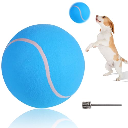 susu & wuwu Riesiger Tennisball für Hunde, Gelb, großer Tennisball für Hunde, Geburtstagsgeschenk, 24,1 cm, Haustierspielzeugbälle für kleine/mittelgroße/große Hunde (blau) von susu & wuwu
