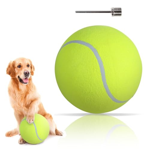 susu & wuwu Riesiger Tennisball für Hunde, Gelb, großer Tennisball für Hunde, Geburtstagsgeschenk, 24,1 cm, Haustierspielzeugbälle für kleine/mittelgroße und große Hunde von susu & wuwu