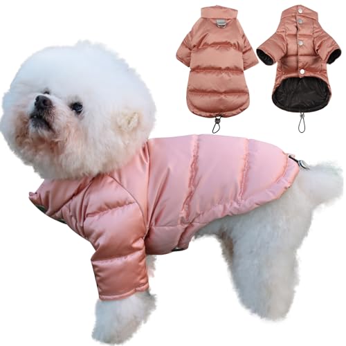 Susunyloviy Hunde-Puffermantel mit Vorderbeinen für mittelgroße Hunde, warme ultraweiche Hunde-Daunenjacke für kaltes Wetter und Winter, Rosa, Größe L von susunyloviy