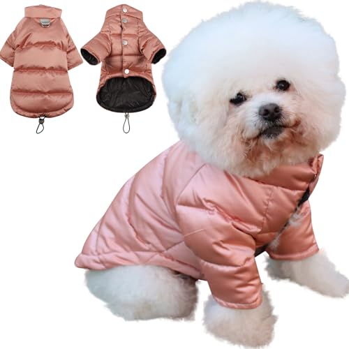 Susunyloviy Hunde-Puffermantel mit Vorderbeinen für mittelgroße Hunde, warme ultraweiche Welpen-Daunenjacke für kaltes Wetter und Winter, Rosa, Größe M von susunyloviy