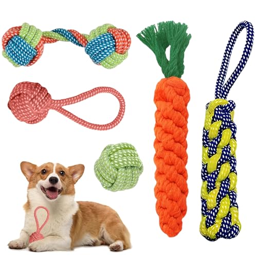 svpfuo 5 Stück Welpenspielzeug, Spielzeug Hund, Hundespielzeug Kleine Hunde, Geeignet für Interaktives für Mittlere Und Kleine Hunde/Unzerstörbares Hundespielzeug, Hergestellt Aus Baumwolle von svpfuo