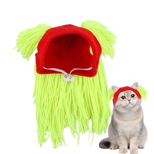 syayw Katzen-Kopfbedeckung, Wollmütze für Haustiere,Verstellbare handgefertigte Katzenkopfbedeckung - Lustiges Katzenkostüm für Halloween, Katzengeburtstag, Katzen-Cosplay, Weihnachten, von syayw