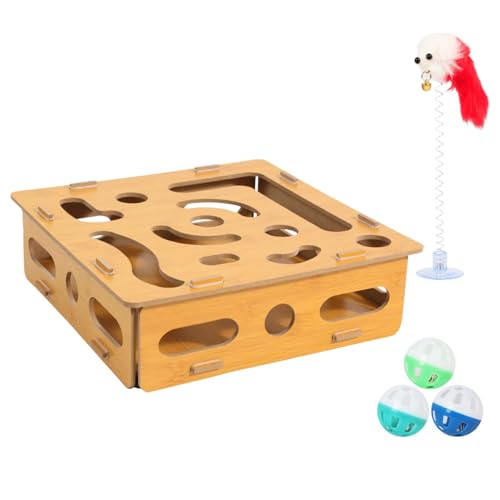 syayw Puzzle Spielbox Für Katzen - Beschäftigungsspielzeug für Wohnungskatzen | Spielangel Für Bewegung Und Energieabbau,Tägliches Spielen Im Wohnzimmer Schlafzimmer Für Berufstätige Und von syayw