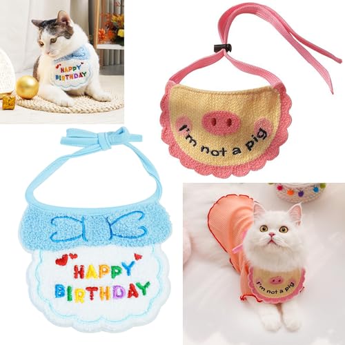 Syiyunran Unique Style Hundeschal Dog Scarf - rosa und blau waschbar Baumwolle Hundehalsband Dreieckstücher kleine mittlere Katzen Welpe einstellbar dreieckige Bandana Verschiedene Größen Mode Hund von syiyunran