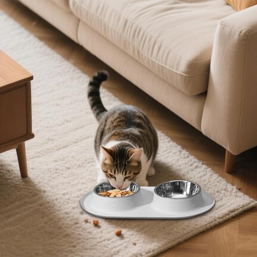 Haustierschale | Nicht-Schlupf-Fütterungsschalen mit Matten | Spritzsichere Anti-Schlupf-wasserdichte Silikonkatze Schalen für Hundefütterung Welpe Pet Cat Rasse tägliche Mahlzeiten von szaluyk
