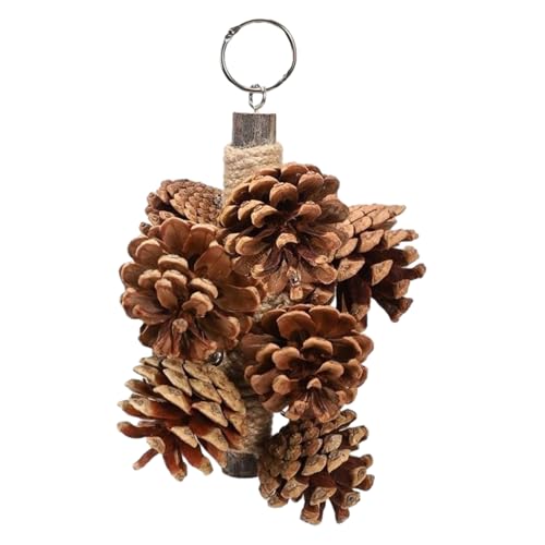Vogelkauspielzeug - Natürliches Kiefern Vogelspielzeug | 20 cm Vogelspielzeug Für Käfigvögel | Vogelspielzeug Mit Kiefernkegeln | Lustiger Shredding Toys | Hangable Bird -Kau -Schwungspielzeug von szaluyk