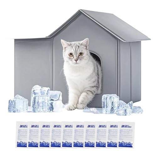 szaluyk Kühlendes Katzenhaus für den Außenbereich, kühlendes Haustierhaus für den Außenbereich, faltbarer Unterschlupf, Möbel, Kätzchen-Zubehör für den Innenbereich, Kleintiere, Welpen, Hunde, Sommer von szaluyk