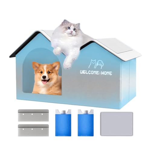 szaluyk Kühlhaus für Katzen im Freien, faltbares Katzenhaus mit Eisbeutel, Zelt, Haustier-Unterschlupf, Höhle, geräumiger Schatten, faltbar für Wohnung, Auto, Reisen, Balkon, Camping, Hinterhof szaluyk Kühlhaus für Katzen im Freien, faltbares Katzenhaus mit Eisbeutel, Zelt, Haustier-Unterschlupf, Höhle, geräumiger Schatten, faltbar für Wohnung, Auto, Reisen, Balkon, Camping, Hinterhof von szaluyk