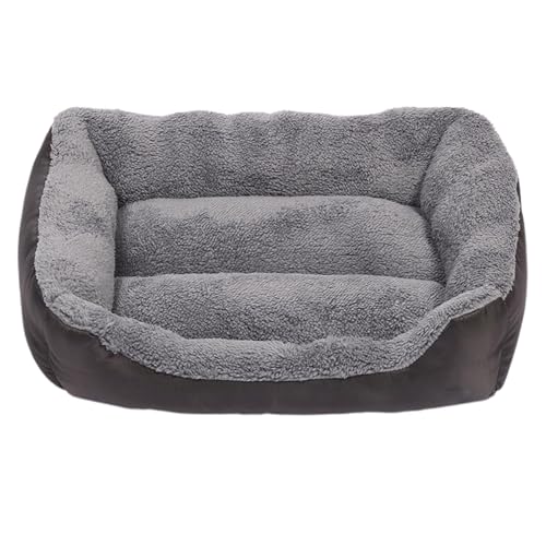 Hundebett Katzenbett Couchbett aus Schaumstoff für Hunde und Haustiere Hundekörbchen Katzenkorb Waschbar Rutschfeste Unterseite mit abnehmbarem waschbarem Bezug Quietschspielzeug (Coffee, M) von szvbofueck