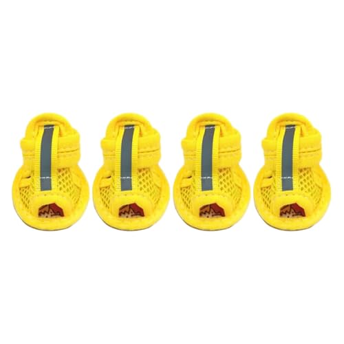 szvbofueck 4PCS Summer Dog Shoes Protector Pet Mesh Sandal Shoes Non Dog Boots with Adjustable Buckle for Small Medium Dogs and Cats Hunde Wintermantel Test (Yellow, M) von szvbofueck