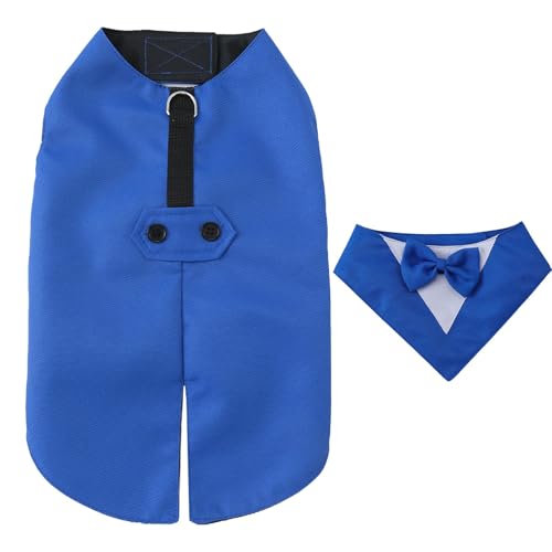 szvbofueck Border New Pet 8 Farbe Hund Anzug Kleid Handtuch Kleidung Set Hundejacke Mit Bauchschutz (Dark Blue, XL) von szvbofueck