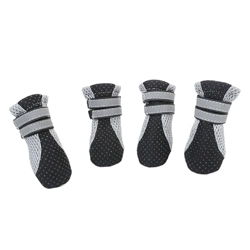 szvbofueck Dog Boots for Hot Pavement Summer Breathable Soft Mesh Protectors Puppy Small Dog Shoes with Adjustable Reflective Strap and Rugged Anti Sole Hundemantel Windhund (Black, S) von szvbofueck