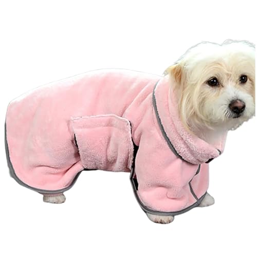 szvbofueck Dog Drying Coat Dry Fast Dog Bag Dog Bathrobe Towel Fast Drying Absorbent Pet Dog Cat Robe Towel Luxuriously Soft for Medium Small Dogs Hundepullover Aus Ärmel (Pink, XS) von szvbofueck