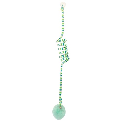 szvbofueck Gestreiftes Druckringglockenplüsch-biegbares hängendes Katzenspielzeug mit Saugnapf-Stress-lustiges Katzenschaukelspielzeug für den Tisch Katzenspielzeug Set (Green, One Size) von szvbofueck