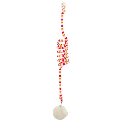 szvbofueck Gestreiftes Druckringglockenplüsch-biegbares hängendes Katzenspielzeug mit Saugnapf-Stress-lustiges Katzenschaukelspielzeug für den Tisch Katzenspielzeug Set (Red, One Size) von szvbofueck