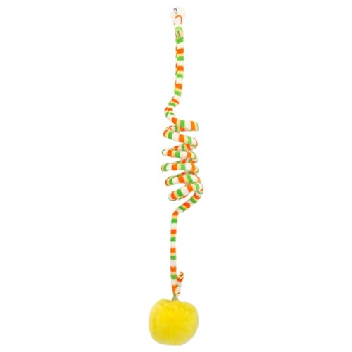 szvbofueck Gestreiftes Druckringglockenplüsch-biegbares hängendes Katzenspielzeug mit Saugnapf-Stress-lustiges Katzenschaukelspielzeug für den Tisch Katzenspielzeug Set (Yellow, One Size) von szvbofueck
