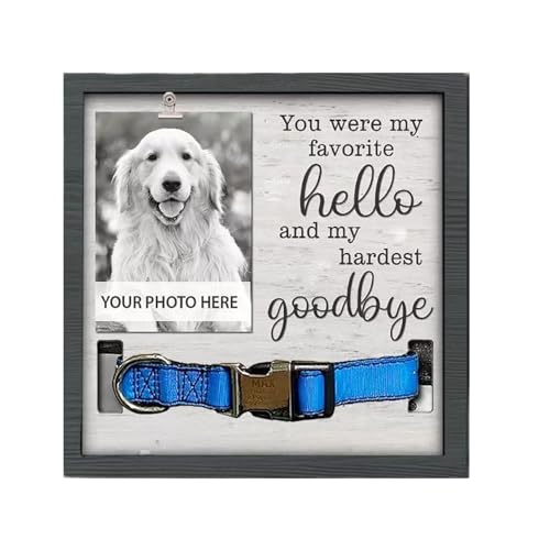 szvbofueck Haustier-Gedenk-Bilderrahmen, Halsband, Andenken, Schattenbox, Beileidsgeschenk für den Verlust eines Hundes oder Einer Katze, Erinnerungs-Fotorahmen für trauernde (White, One Size) von szvbofueck