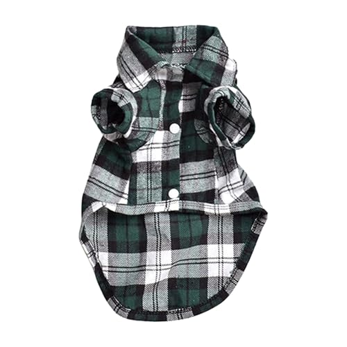 szvbofueck Hundehemd, Kariertes Haustierhemd, Katzenhemd, Ganzjahreshemd, Britisches Karomuster, Basic-Haustierkleidung, weiche, lässige Hundekleidung Hundepullover L (Green, XL) von szvbofueck