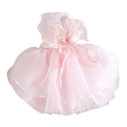 szvbofueck Hundekleid, Welpenkleidung für Hunde, Katzen, Spitzennähte, große Schleife, ärmellos, Hochzeitskleid, Welpen-Haustierkleidung Hundetraining Zubehör (B, One Size) von szvbofueck