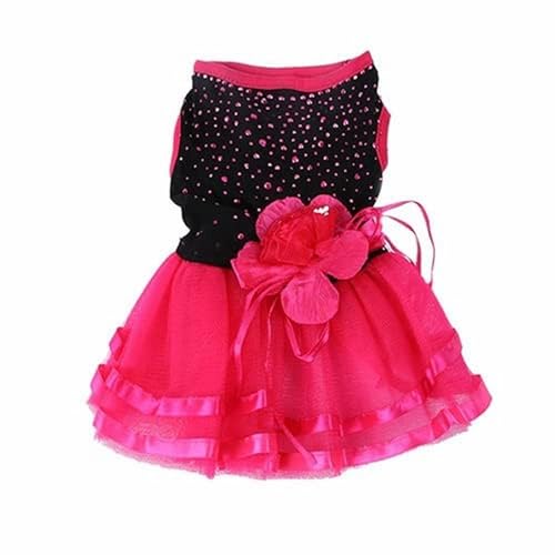 szvbofueck Hundekleider Haustier Hund Rose Tutu Kleid Rock Welpen Katze Kleidung Bekleidung für mittelgroße Hunde Mädchen Hundepullover Alpaka (Hot Pink, S) von szvbofueck