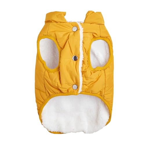 szvbofueck Hundekleidung, Winter-Baumwolle, gepolsterte Jacke, Katze, Welpe, Kaltwetter-Mäntel, Weste für, mittelgroße und große Hunde Hundepullover Für Französische Bulldoggen (Yellow, L) von szvbofueck
