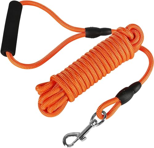 szvbofueck Hundetrainingsleine, 6 m, schwimmende Hundeleine, Lange Hundeleine, Leine mit Komfortgriff für Outdoor, Wandern, Schwimmen, Strände und Seen Handmade Hundehalsband (Orange, One Size) von szvbofueck