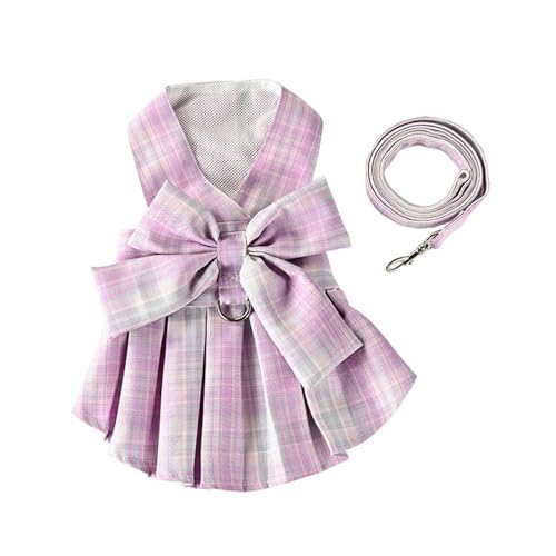 szvbofueck Kariertes Hundekleid mit Fliege, Geschirr und Leine, Set für Hunde, Hochzeitskleid, Welpenkleidung, Hunderock für mittelgroße Hunde, Katzen und Mädchen Katzenkleider Nur Für (Pink, XL) szvbofueck Kariertes Hundekleid mit Fliege, Geschirr und Leine, Set für Hunde, Hochzeitskleid, Welpenkleidung, Hunderock für mittelgroße Hunde, Katzen und Mädchen Katzenkleider Nur Für (Pink, XL) von szvbofueck