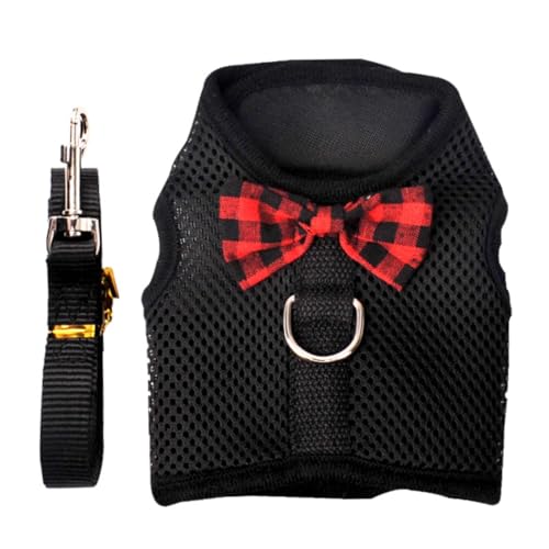szvbofueck Mesh Hund Kaninchen Harness Mit Leine Tier Brustgurt Haustier Weste Dackel Mantel (Black, L) von szvbofueck
