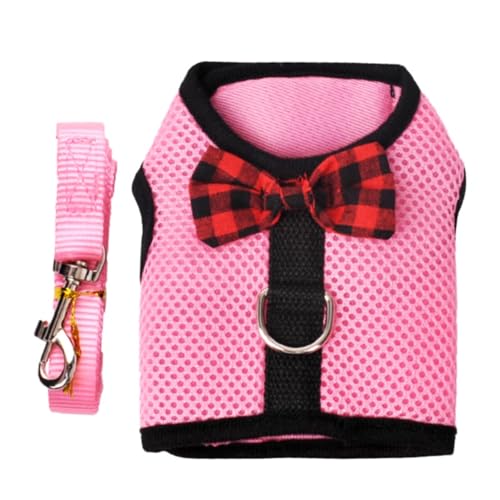 szvbofueck Mesh Hund Kaninchen Harness Mit Leine Tier Brustgurt Haustier Weste Dackel Mantel (Pink, L) von szvbofueck