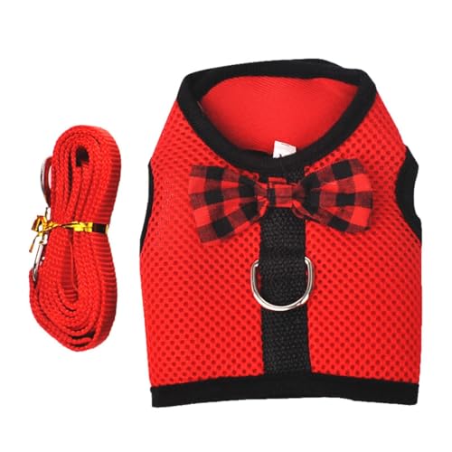 szvbofueck Mesh Hund Kaninchen Harness Mit Leine Tier Brustgurt Haustier Weste Dackel Mantel (Red, S) von szvbofueck